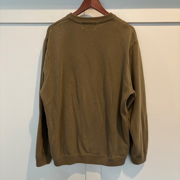 Eddie Bauer Cotton Knit Henley Sweater Men XL Olive Green Rib Collar Outdoor Y2K - Picture 5 of 12